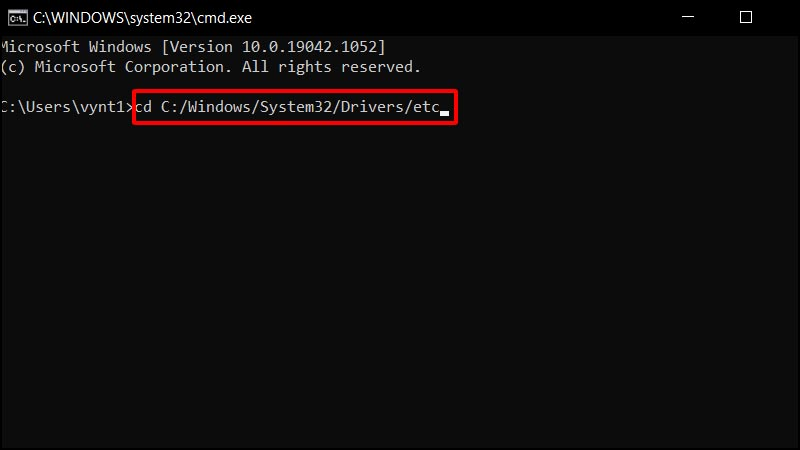 G&otilde; cd C:/Windows/System32/Drivers/etc